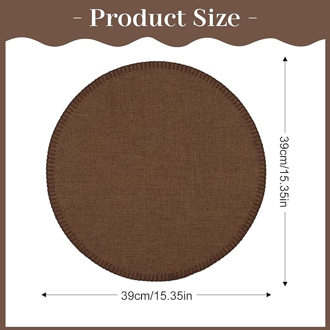 Round Placemats Set of 6, 15 Inch Linen Fabric Table Placemats, Heat Resistant, Wrinkle Free Washable Placemats Kitchen Place Mats Set of 6 for Dining Table Party Table (Coffee, 6)