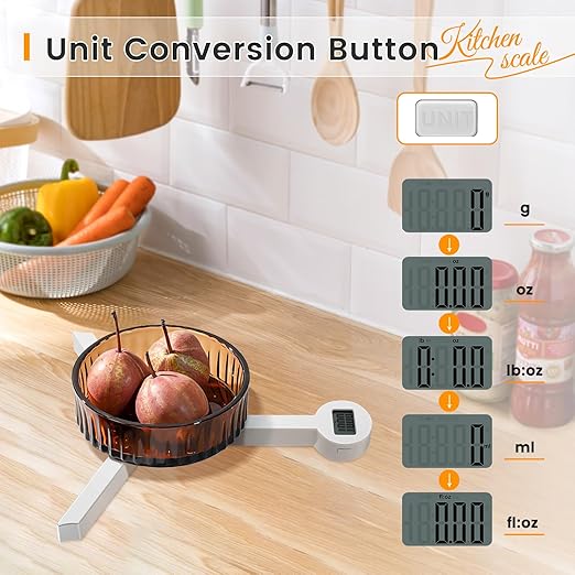 Folding Food Scale,Digital Kitchen Scale,Highly Accurate Compact Small Scale with LCD Display,Portable Food Scale Multiple Units Supported, Travel Scale for Measuring Intake of Healthy