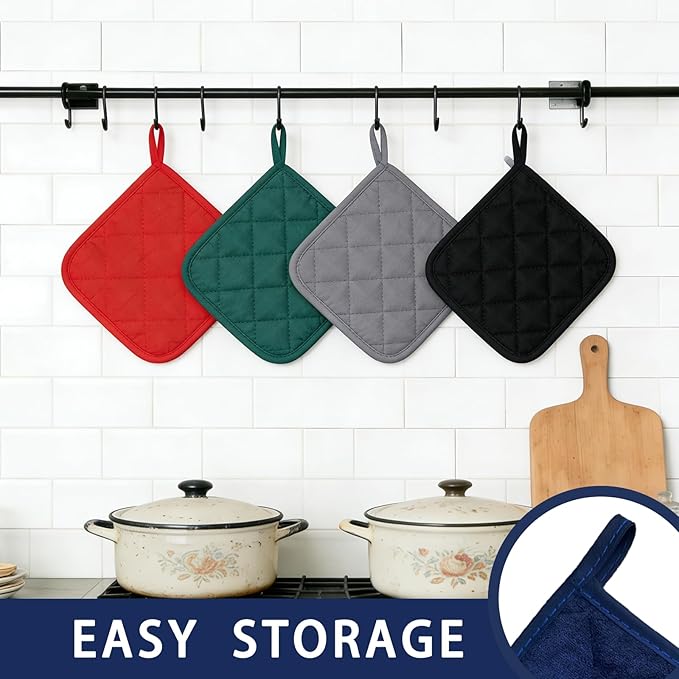 4 Pack Pot Holders for Kitchen Clearance Oven Potholders Sets for Kitchens Hot Pads for Kitchen Countertops Heat Resistant Blue