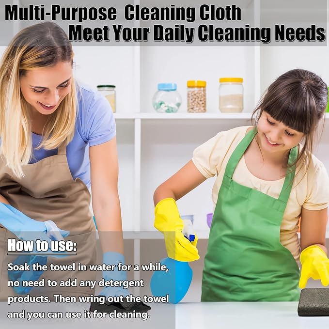 KTT Thickened Magic Cleaning Cloth,Reusable Microfiber Cleaning Cloth.Lint Free Cloth for Home,Window,Mirror Glass and Cars.(12" x 16",5 Pack)