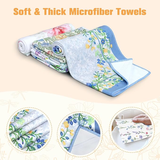 Birds Microfiber Kitchen Towels, Soft Absorbent Hand Towel 15.7 × 23.6 Inch, Thick Dish Cloth for Party Anniversary Holiday Decoration, Housewarming Gifts for Mom