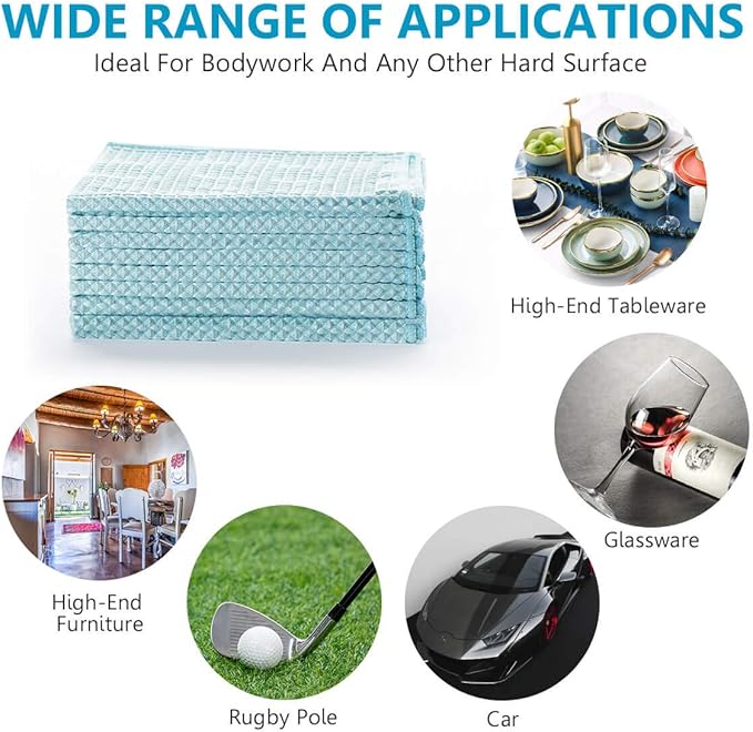 8 Pack Waffle Weave Microfiber Towels,Premium 3D Mesh Waffle Weave Quick Drying Towel for Car Detailing,All-Purpose Streakless Microfiber Cleaning Cloth Kitchen Dish Rags,12 x 12 Inches,Blue