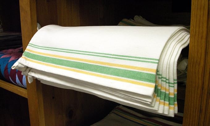 Stitch 'Em Up Retro Stripe Towels 18"X28" 3/Pkg-Green Stripe