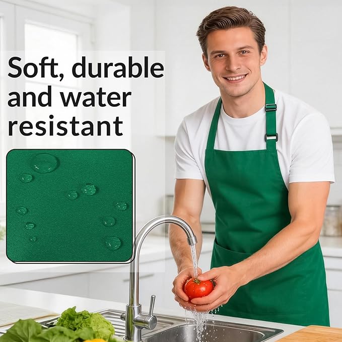 Large Chef Apron for Men and Women, Cooking Kitchen Aprons with 2 Large Pockets Water Oil Resistant