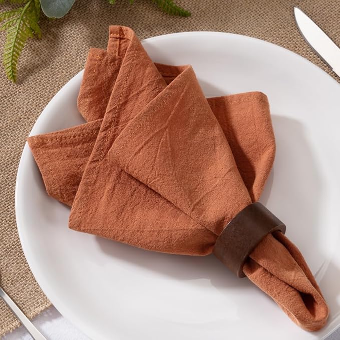 MLMW Terracotta Cloth Napkins Set of 6 Linen Dinner Cotton Spring Easter Napkins Cloth Bulk Washable Napkins16×16" for Wedding Party Baby Bridal Shower Birthday Table Decor