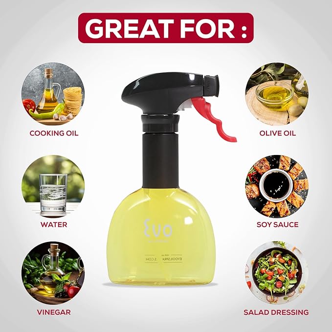 Evo Oil Sprayer Minis, Non-Aerosol for Olive, Cooking Oils, and Vinegars, 8-Ounce Capacity, 1 Each Yellow and Green