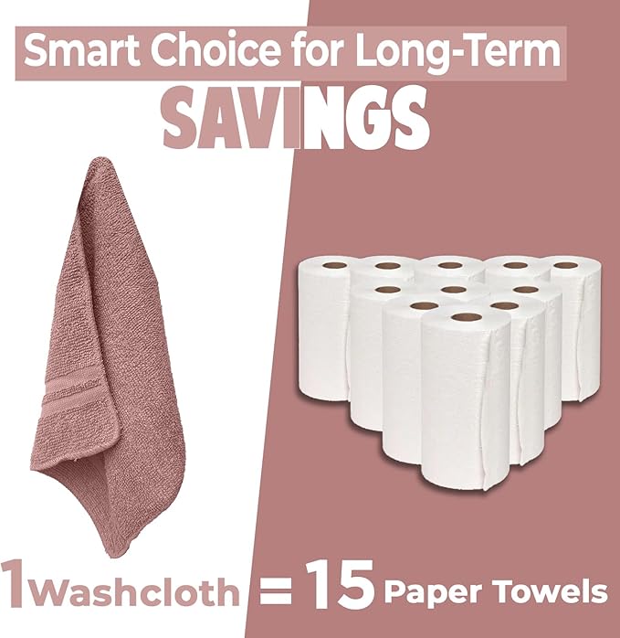 DAN RIVER 10 Pack Wash Cloths for Showering [11x11] - 100% Cotton Washcloths Premium Quality Flannel Face Cloths for Bathroom, Highly Absorbent and Soft Feel Wash Clothes, Assortment 7