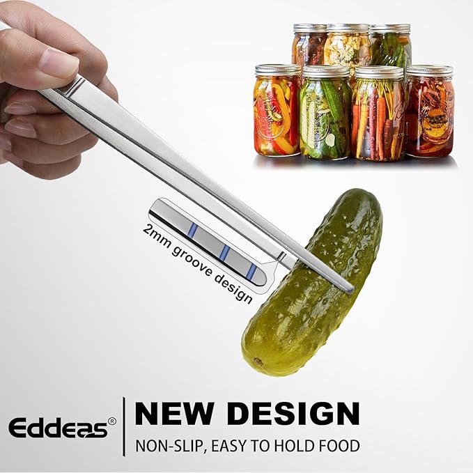 Eddeas Kitchen Tweezers Tongs, Cooking Tweezers Stainless Steel - 3 Size 12'' 10'' & 8 inch Ideal for Meat, pasta, plating and pinching delicate small pieces of food, Set of 3
