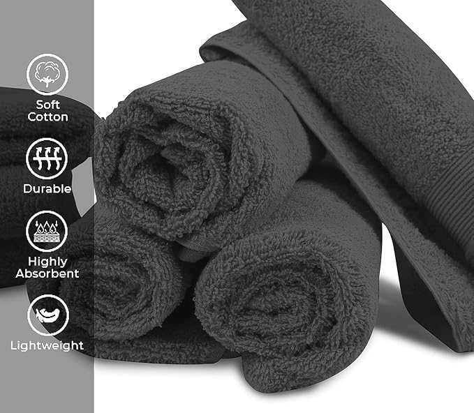 Premium Hand Towels Pack of 6 (16" x 30”) 100% Combed Ring Spun Cotton | Highly Absorbent Hand Towels Set | Ultra Soft for Home, Gym & Spa (Grey)