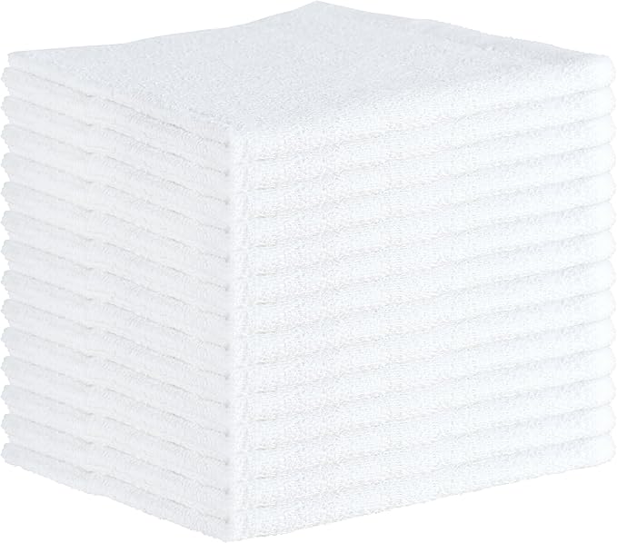 Arkwright Bar Mop Towels, Pack of 12, 100% Cotton Kitchen Dishcloths, Absorbent Quick Dry Cleaning Cloths for Restaurant, Bar and Home Kitchen, 16 x 19 in, White