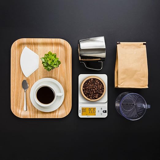 Polit Brewly Coffee Scale with Timer — 0.1g/0.5g/1g Triple-Range Precision Espresso & Pour-Over Scale, USB-C/Battery Powered, Milk/Water ml Modes, Ultra-Slim Travel Coffee Scale Home & Café Brewing