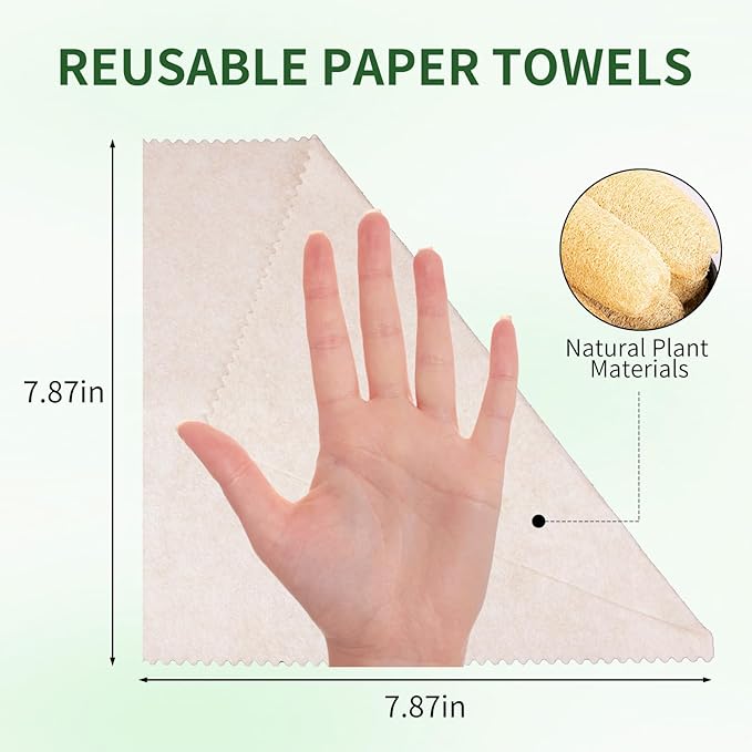 15 Pack Reusable Kitchen Rags for Counter, Made of Degradable and Compostable Loofah Fiber, 7.87"*7.87" Soft and Odor-Free, no Deformation, no Shrinkage After Drying