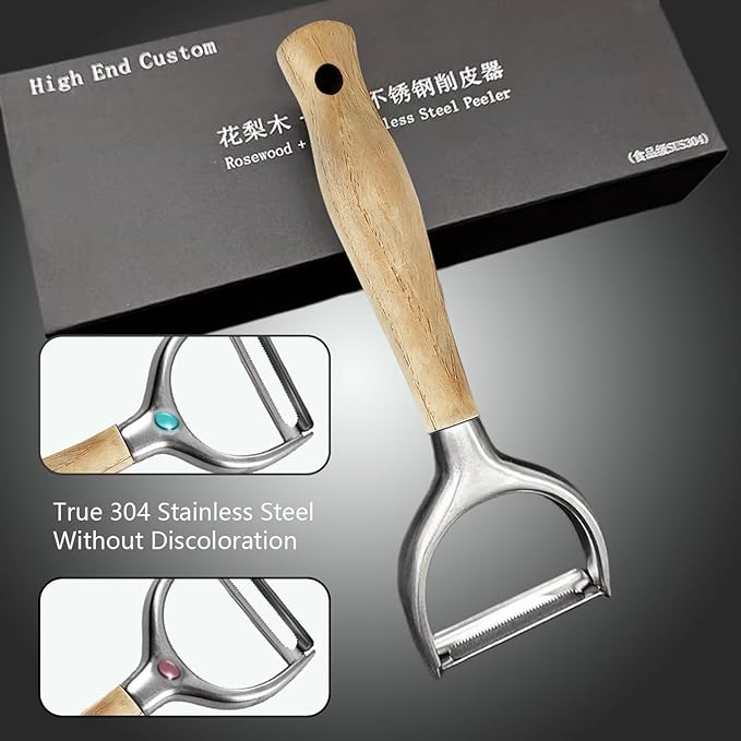 Vegetable Peelers For Kitchen,Stainless Steel Potato Peelers,Swivel Fruit Peeler Featuring Sharp And Durable Blades,Can Be Quickly Peeled,Ergonomic Solid Wood Anti Slip Handle