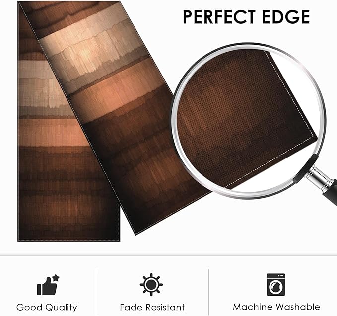 Emvency Farmhouse Table Runner, Brown Striped Abstract Copper Texture for Kitchen Coffee Table Family Dinners Holiday Parties Wedding Events Decor(13x72 inch)