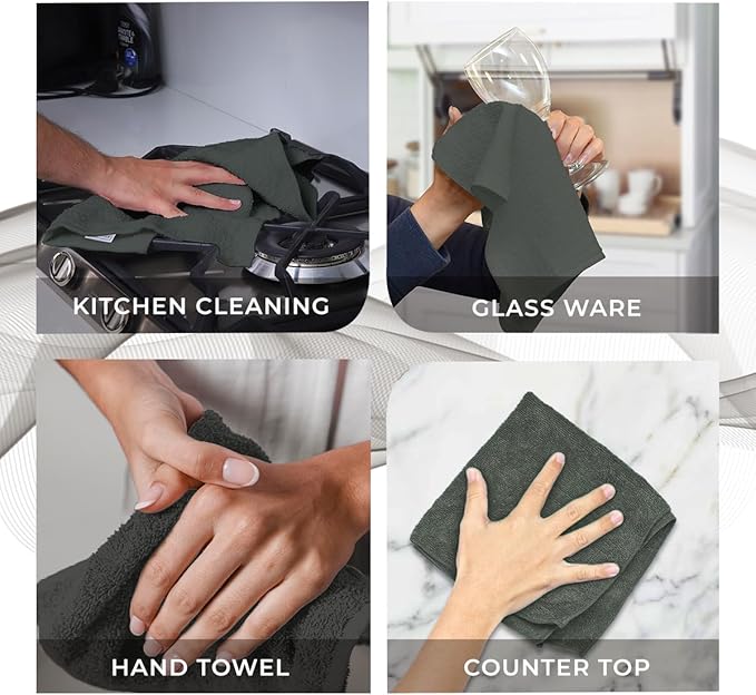 Avalon Towels Cotton Washcloths – (Pack of 36) Size 12x12 Inches, 100% Ring Spun Cotton, Soft & Absorbent Face Towels, Gym Towels, Hotel and Spa Quality, Reusable Fingertip Towels (Grey)