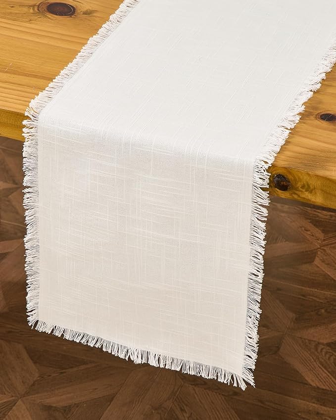 Letjolt White Table Runner 72 Inches Farmhouse Table Runner Slub Texture Cotton Linen Table Decor Rustic Home Table Decoration Wedding Reception Bridal Shower