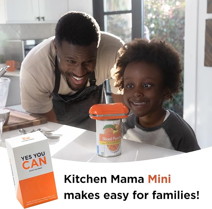 Kitchen Mama Mini Electric Can Opener Smooth Edge: Opens Can with One Press - Ultra-Compact, Hands-Free, Safe, Cordless, Seniors with Arthritis, Automatic, Battery Operated Appliances (Orange)