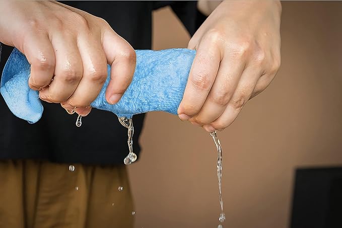 Softolle 100% Cotton Washcloths (12x12 Inches) Soft, Highly Absorbent Washcloth, Face Towels, Wash Cloths for Face, Ring Spun, Bulk Pack (Sky Blue, 60 Pack)