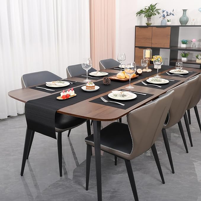 Myir JUN Placemats Set of 10, Vinyl Woven Placemats Place Mats Indoor Set of 10 Washable Table Mats Non-Slip Place mats for Dining Table (Black)