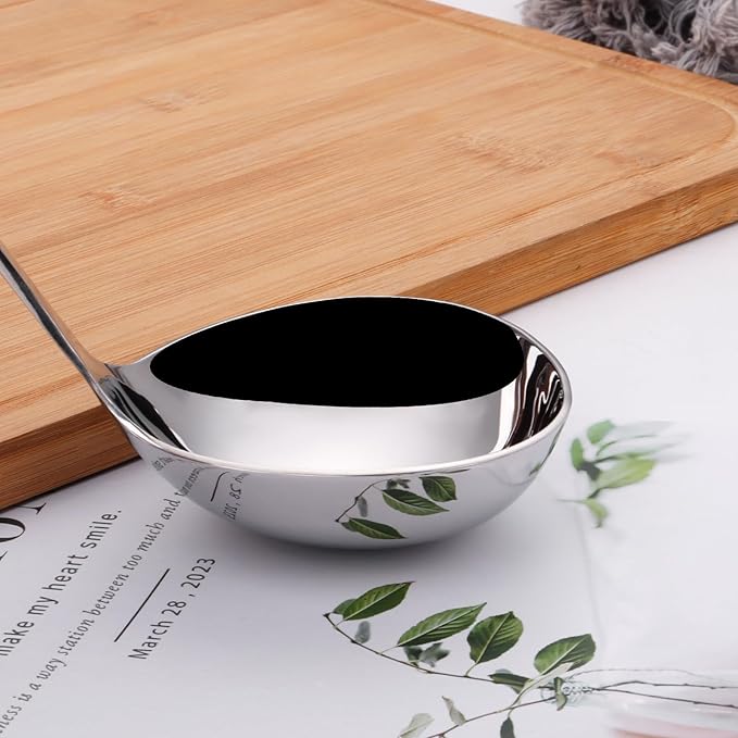 4 oz. Kitchen Ladle 11 Inch Soup Ladle 18/10 Stainless Steel Cooking Ladle Kitchen Accessories for Stirring Portioning and Serving Soups Gravy Sauces Chili Stew and More(silver)