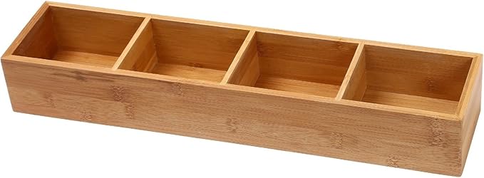 YBM HOME Pack of 18 Bamboo 4 Compartment Organizer Tray for Drawers, 329