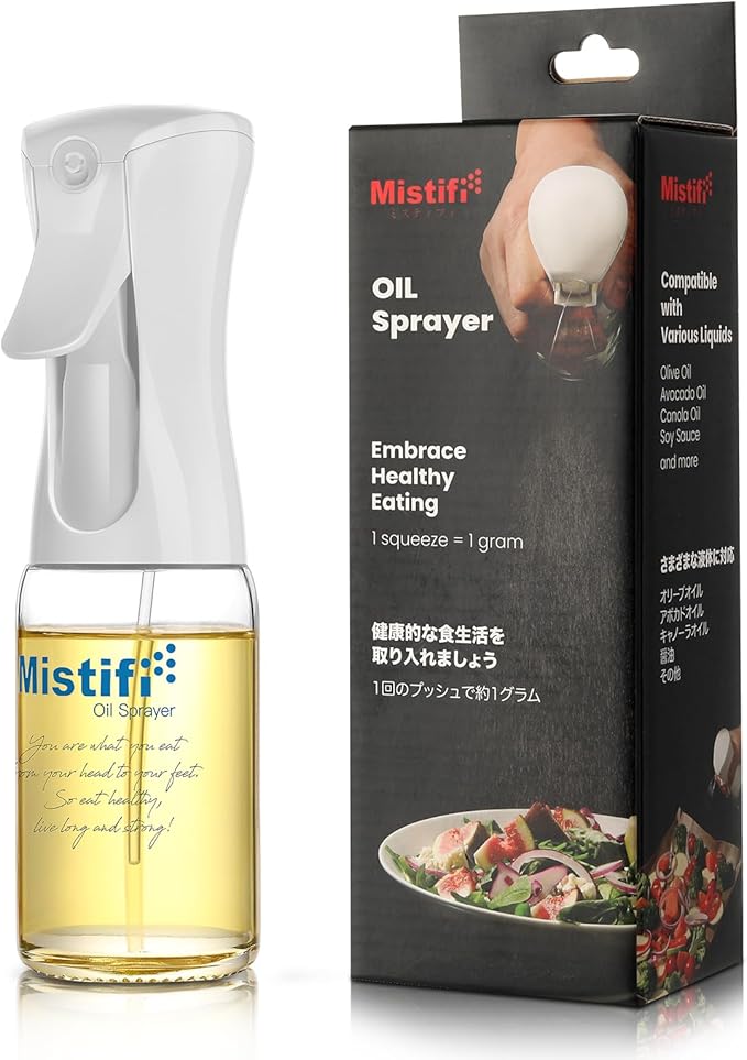 Mistifi Oil Sprayer 150ml glass bottle. Upgraded Version.Fine Mist Spray Bottle for Air Fryer, Olive Oil, Avocado Oil, Healthy Nonstick Frying, Commercial & Home Kitchen Use (Classic PS630)