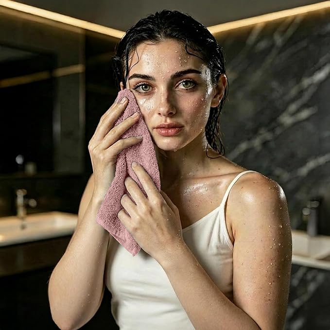RIVERSIDE Pack of 24 Wash Cloths for Showering, 12 x 12 Inches, Super Soft & Absorbent, 100% Cotton Washcloths Premium Quality Flannel Face Cloths for Bathroom, Gym, Spa (Blush Pink, 24 Pack)