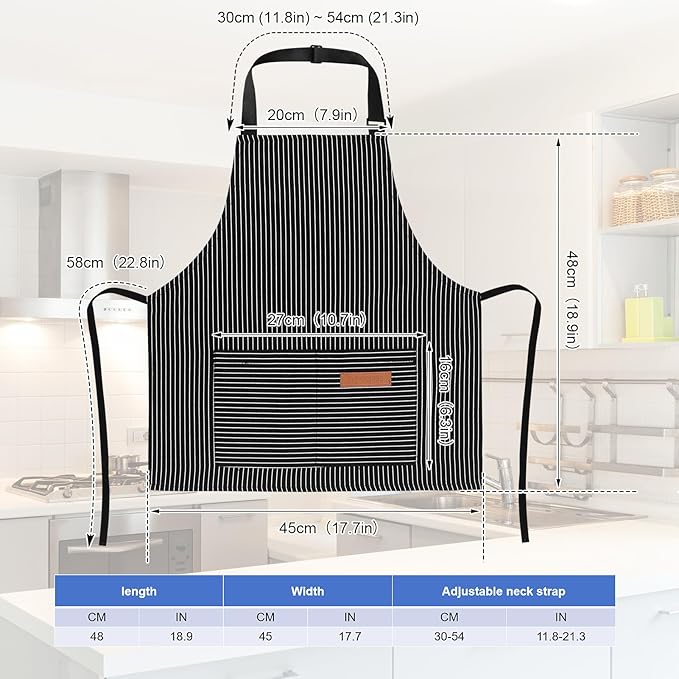 2 Pack Stripes Kids Apron, Kids Cooking Aprons with 2 Pockets, Cute Aprons for Cooking for Boys and Girls