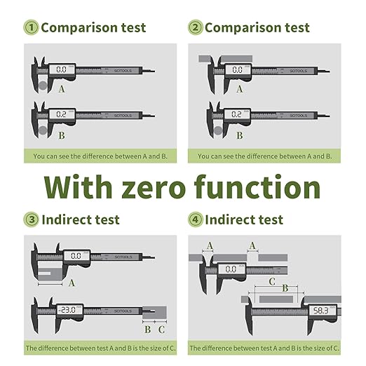 Digital Caliper 0-6" Measuring Tool with Metal Ruler, Micrometer Caliper with Auto-Off Feature, Interchangeable Between inches and millimeters for DIY/Household and 3D Printing, Black