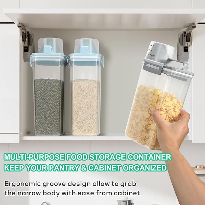 TBMax Rice Storage container 4 Lbs, Small Rice Dispenser with Measuring Cup, Cereal Containers Flour Bin, Kitchen Food Storage Container and Pantry Organizers, Pet Dog Cat Food Dispenser