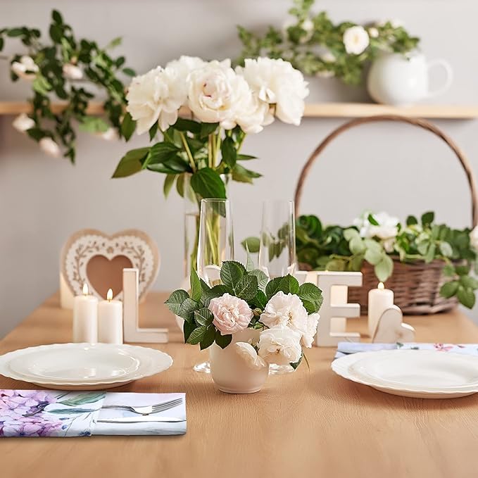12 Pcs Hydrangea Flowers Cloth Napkins Floral Butterfly 20'' x 20'' Washable Dinner Tea Party Napkins for Kitchen Party Wedding Restaurant Indoor Outdoor Botanical Fresh Spring Summer
