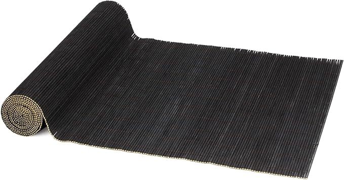 BambooMN Black Bamboo Matchstick Natural Table Runner, Home Décor, 2 Pieces