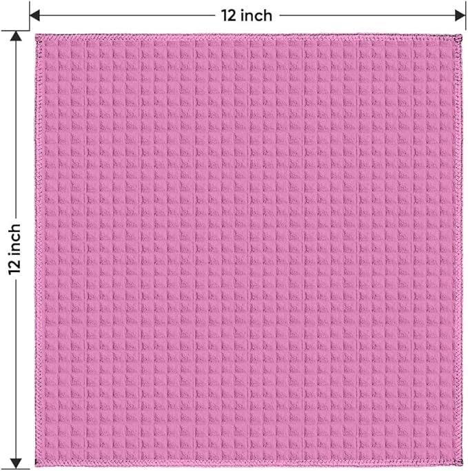 HOMEXCEL Waffle Weave Microfiber Towel, 10 Pack Lint Free Cleaning Rags, 12 x 12 Inches Barista Towels, Reusable Microfiber Cleaning Cloth for Household, Kitchen, Glass and Window, Multicolor