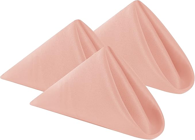 Cloth Napkins 17x17 inch Washable Polyester Dinner Napkins Soft Table Napkins for Wedding Party Dining Banquet(Dusty Pink,12PCS)