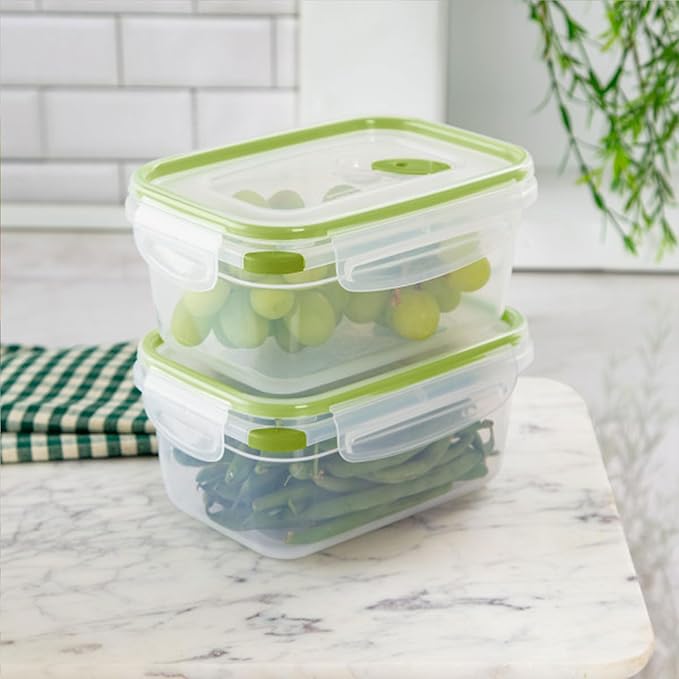 Sterilite Ultra-Seal 4.5 Cup Rectangle, Airtight Food Storage Container, Latching Lid, Microwave and Dishwasher Safe, Clear With Green Gasket, 24-Pack