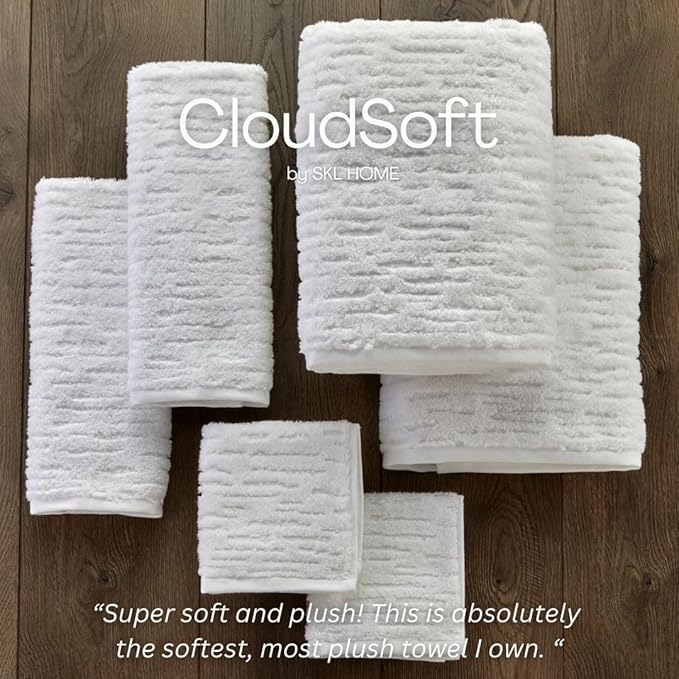 SKL Home CloudSoft Cotton Luxury Bath Towel, White