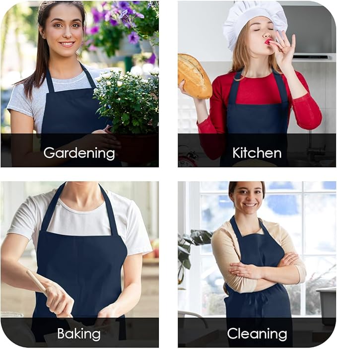 Avalon Kitchen Aprons for Men - 100% Polyester Chef Apron Women with Extra Long Ties - Cooking Aprons for Women & Mens Apron