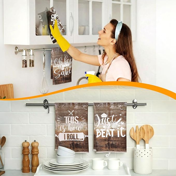 Bencailor 6 Pcs Chocolate Kitchen Towels Decorative Sets Dish Towels Absorbent Fast Drying Hand Tea Vintage Hanging Reusable Cleaning Dishcloths for Cooking Farmhouse Bathroom Accessory