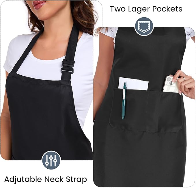 2 Pack adjustable apron with 2 pockets for men and women, waterproof and oil Resistant
