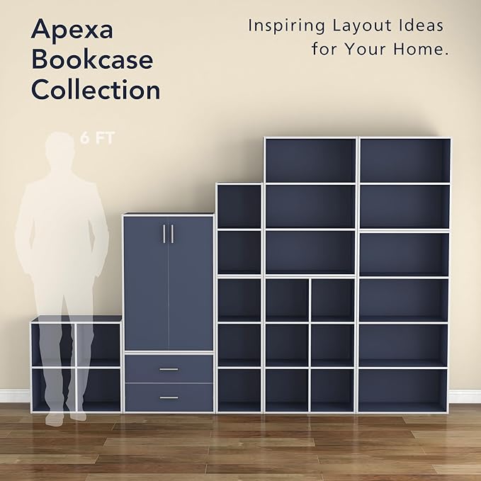 Homes: Inside + Out Apexa 2-Drawer Wooden Stackable Storage Drawers, Small Food Pantry Cabinet, Cajonera De Madera, Underbed Drawer Dorm Teen Room Decor & Bedroom, Home Office, Kitchen, Steel Blue