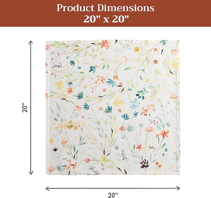 Maison d' Hermine Cloth Napkins Set of 4 100% Cotton Everyday Reusable Square Napkins Cloth Washable, Dinner, Party, Wedding, Restaurant, Spring/Summer (Colmar, 20" x 20")