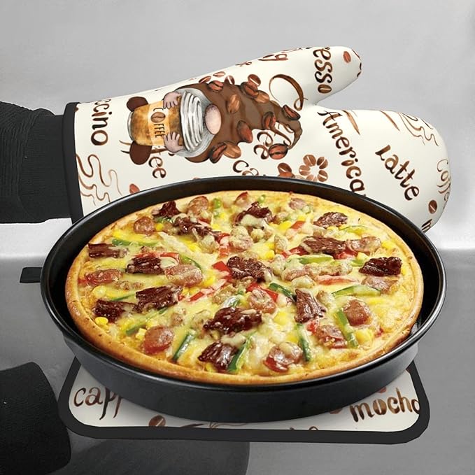 Funny Pink Cute Cats Oven Mitts and Pot Holders Heat Resistant Oven Mitts Safe for Baking Cooking BBQ