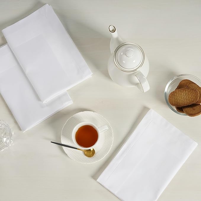 Fingercraft White Cloth Napkins Cotton High GSM Hotel Quality 20 in Oversized Set of 12 Stripe Easter Color
