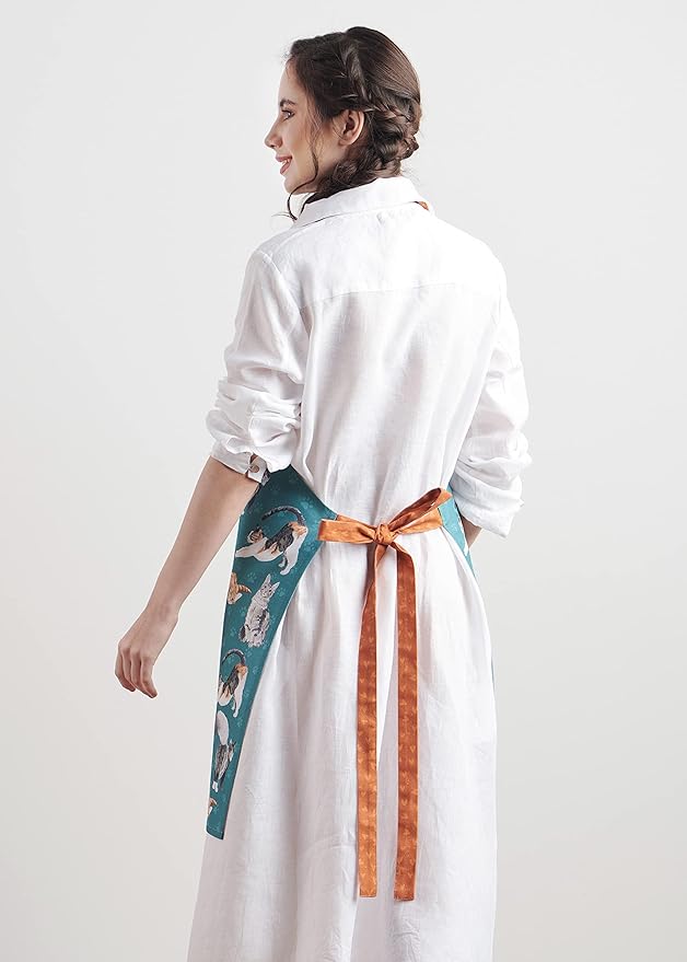 Maison d' Hermine 100% Cotton Apron for women with Pocket Kitchen Chef Apron for Men Cooking Mothers Day Gifts