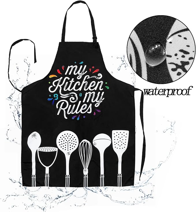 Sosolong Adjustable Waterproof Apron Bib Apron with 2 Pockets Cooking Kitchen Aprons for Women Men Chef