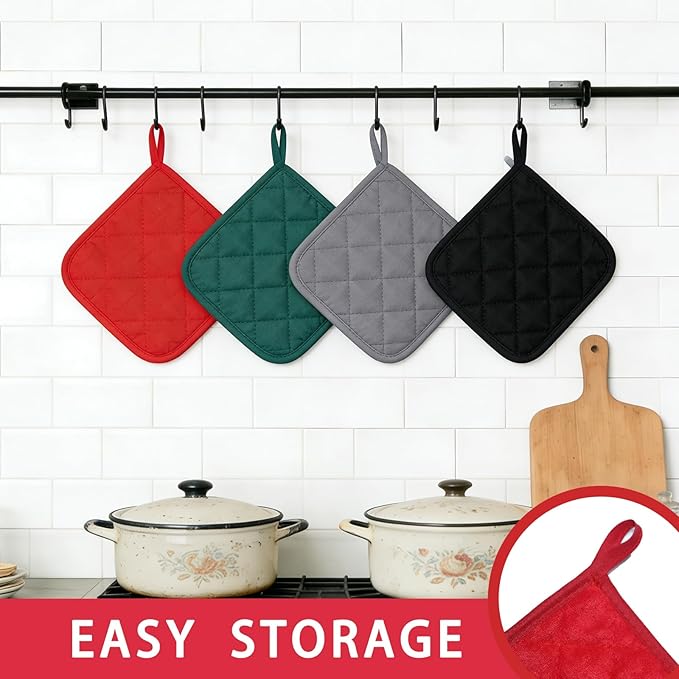 4 Pack Pot Holders for Kitchen Clearance Oven Potholders Sets for Kitchens Hot Pads for Kitchen Countertops Heat Resistant Red