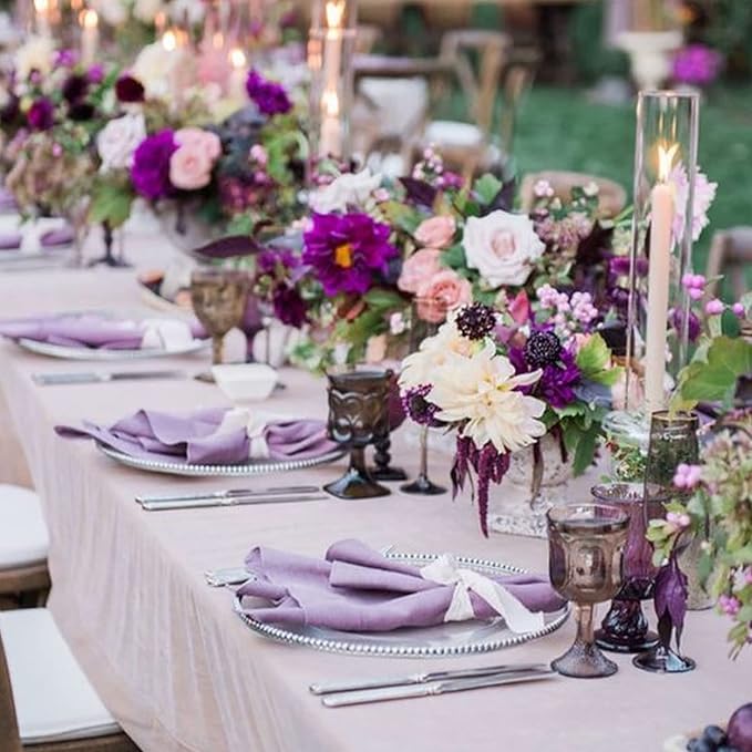 Purple Cloth Napkins Set of 6, 100% Cotton Cloth Napkins Washable Reusable, Perfect as Wedding Cloth Napkins/Holiday Lavender Cloth Napkins for Dinner Table Everyday Use (Purple)