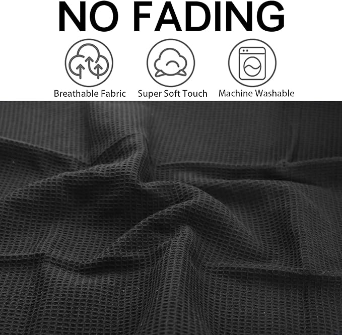 QUILTINA Dish Towels Set - 17 x 25 Inches 6 Pack Black 100% Cotton Waffle Weave Kitchen Towels, Ultra Soft Absorbent Quick Dish Towels for Kitchen Drying and Cleaning