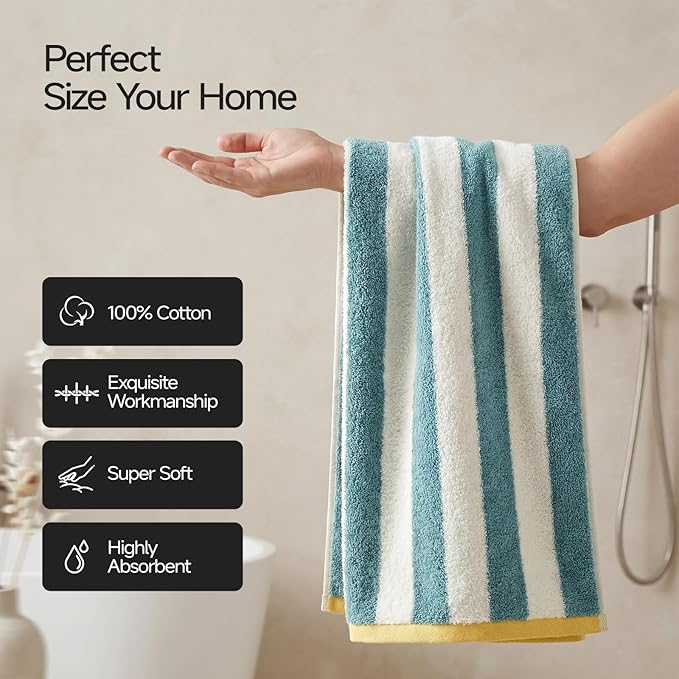 REDKISS 2-Pack Premium Hand Towels, 28x12 Inches 100% Cotton Bath Towels, Ultra Soft and Highly Absorbent Towel for Bathroom, Gym, Hotel,and Spa,Green