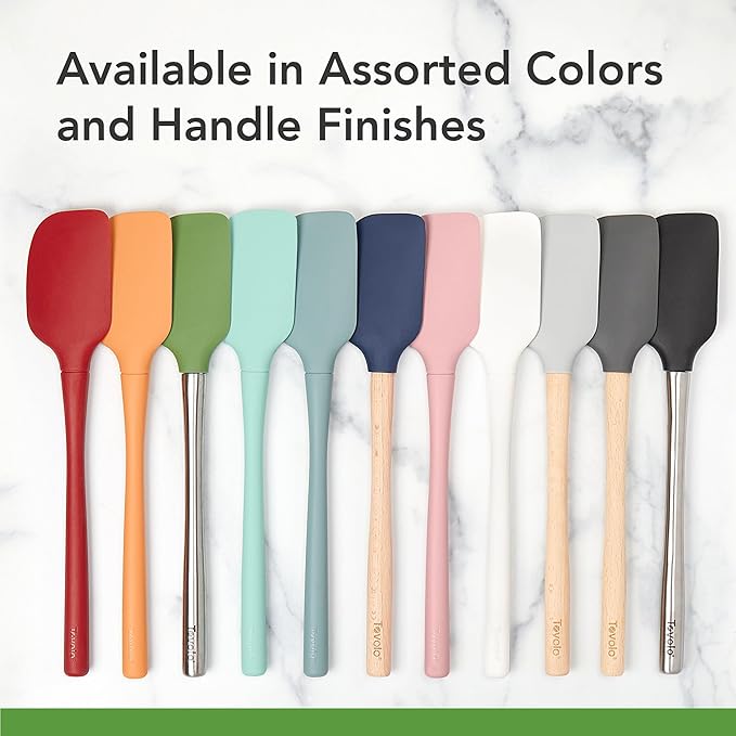 Tovolo Slotted Silicone Spatula Turner Slotted Stainless Steel Handle 10" White Heat Resistant Non Toxic BPA Free Kitchen Utensil, Scratch Resistant Silicone Pancake Flipper Metal Handle for Cooking